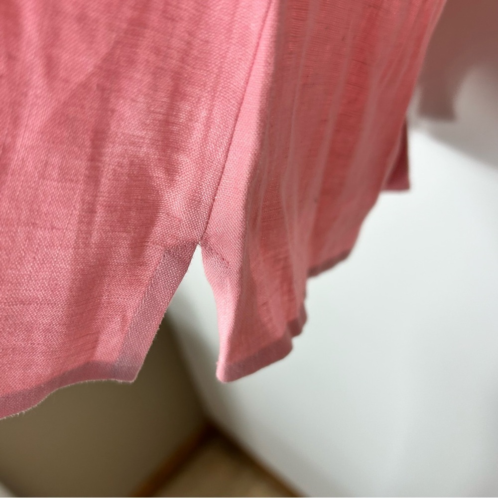 Harold's Pink Linen Button-Down Fitted Sleeveless Collared Top Size 4 - Picture 7 of 7